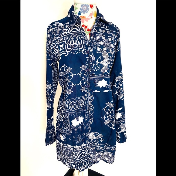 Larsen Gray Bohemian Tunic Top - Picture 1 of 9